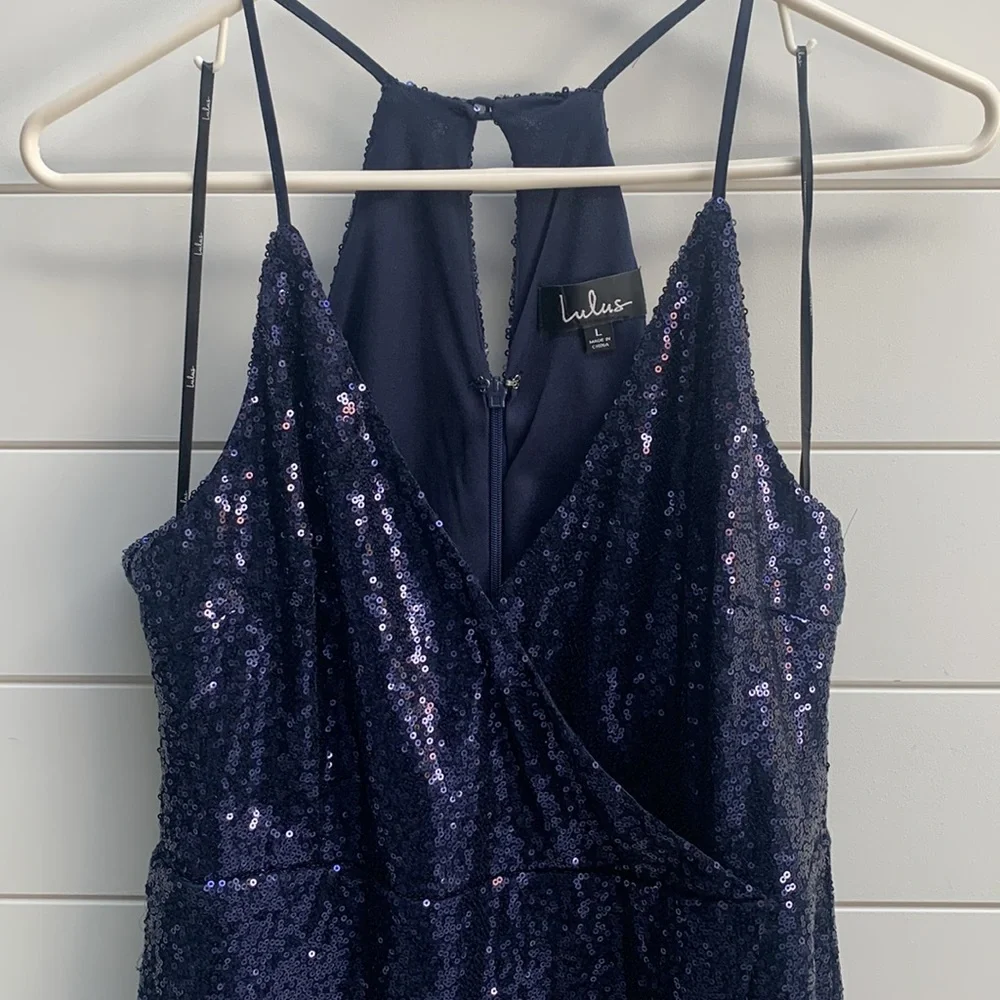 Lulu’s Navy Sequined Cocktail Dress - Picture 2 of 7